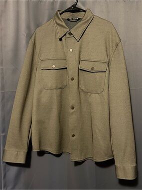 Zara Men’s Textured Overshirt, Brown, Large